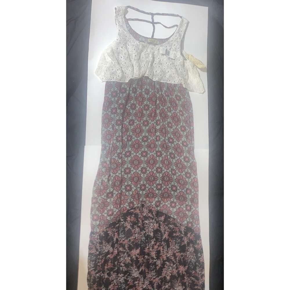 One World Casual Bohemian Maxi Dress Women's Size Large Burgundy NWT